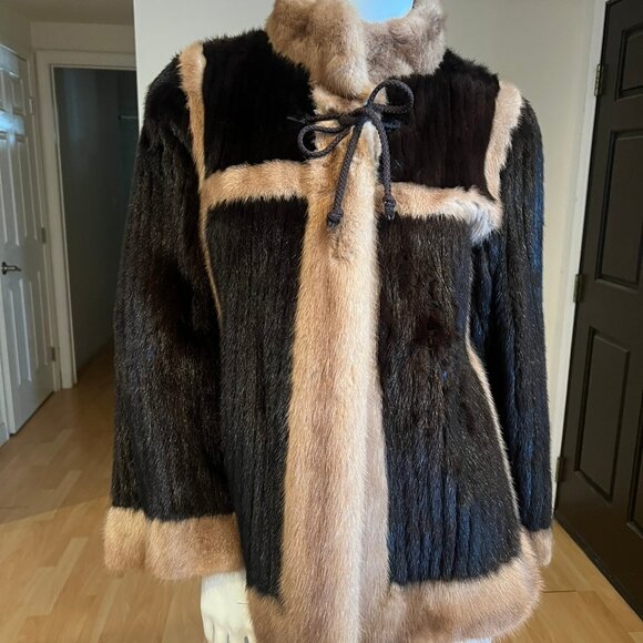 VINTAGE 90'S BIRGER CHRISTENSEN AUTUMN & MAHOGANY HAZE CORDUROY MINK JACKET SZ 8